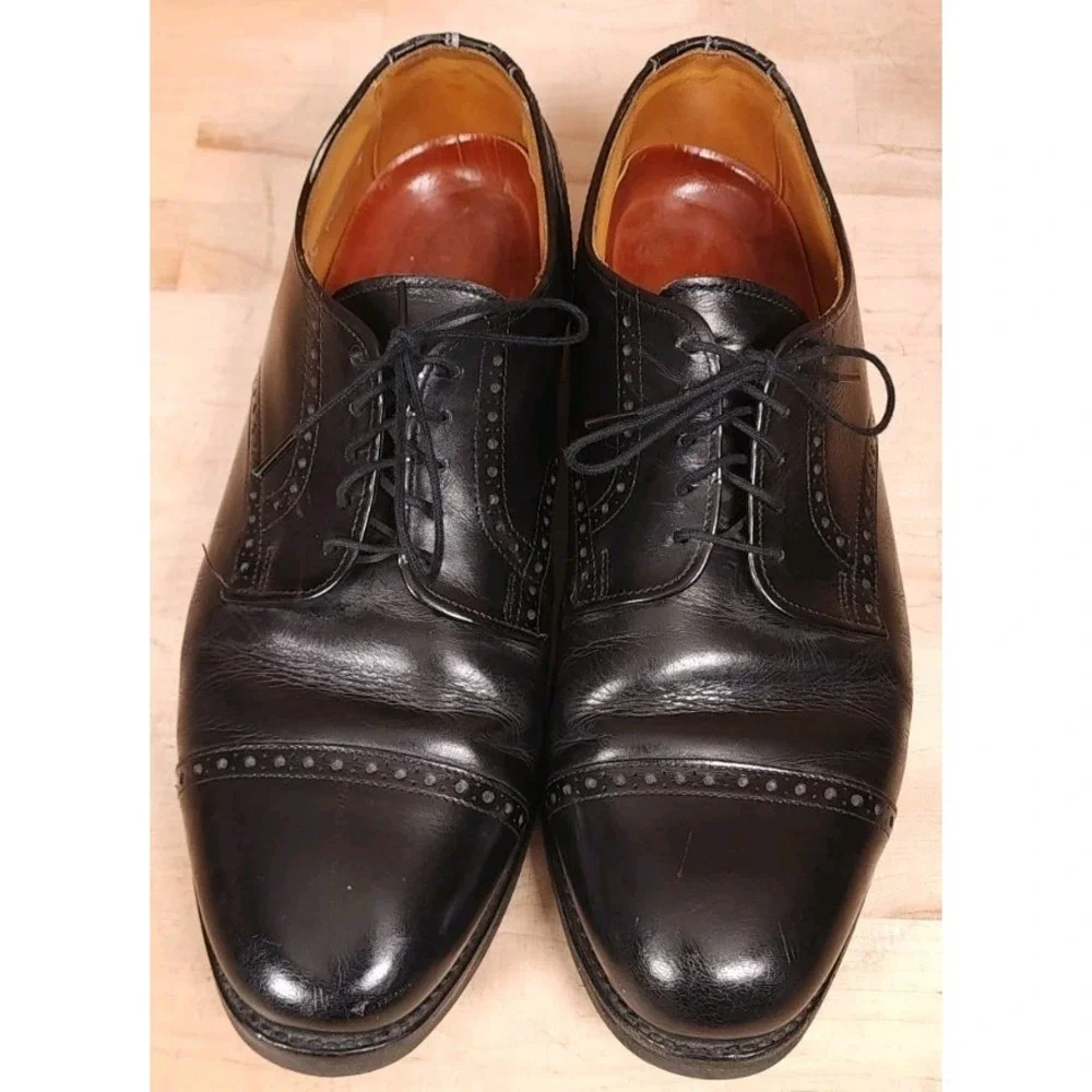 Allen Edmonds Benton Cap Toe Blucher Derby Dress Shoes Orthotics Size 10 D Black